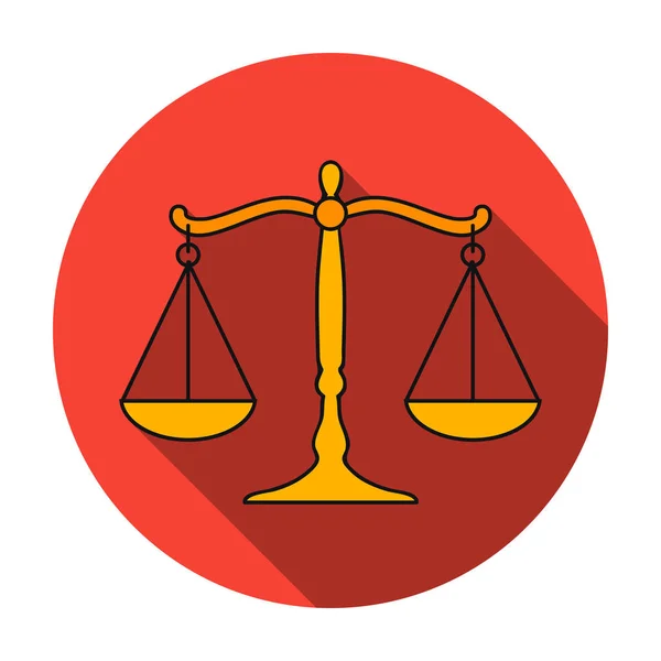 Scales of justice icon in flat style isolated on white background. Crime symbol stock vector illustration. — Stock Vector