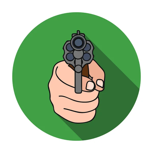 Directed gun icon in flat style isolated on white background. Crime symbol stock vector illustration. — Stock Vector