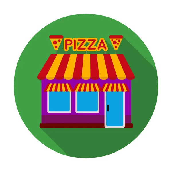 Pizzeria ikona płaski na białym tle. Pizza i pizzeria symbol Stockowa ilustracja wektorowa. — Wektor stockowy