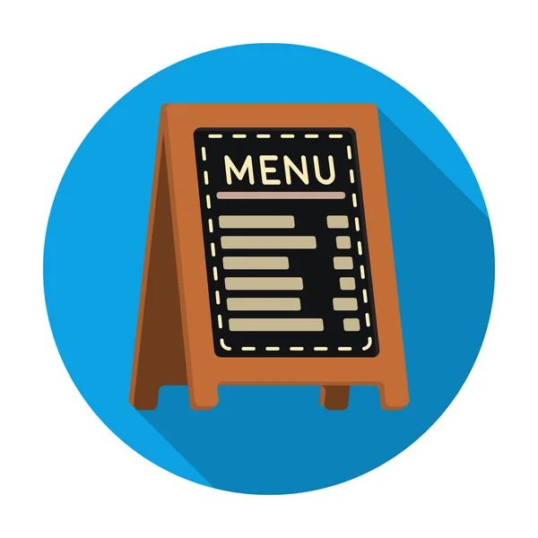 Menu voor pizzeria icon in vlakke stijl geïsoleerd op een witte achtergrond. Pizza en pizzeria symbool voorraad vectorillustratie. — Stockvector