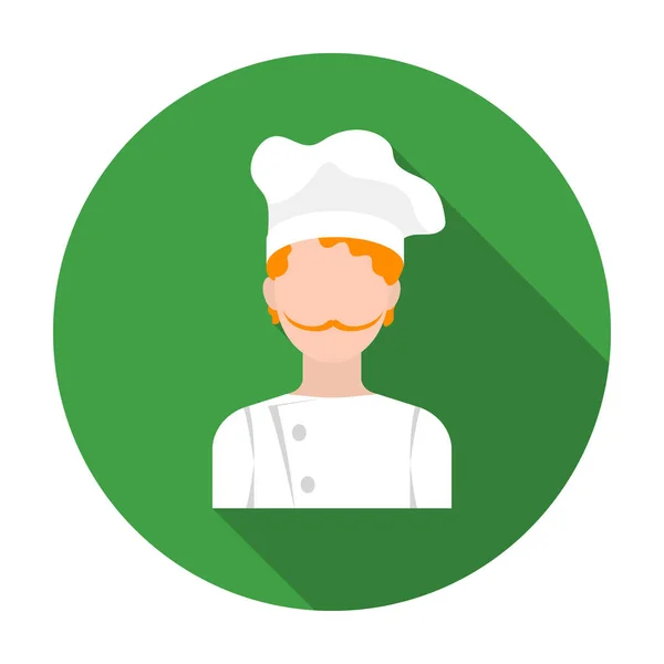 Het pictogram van de chef-kok in vlakke stijl geïsoleerd op een witte achtergrond. Pizza en pizzeria symbool voorraad vectorillustratie. — Stockvector