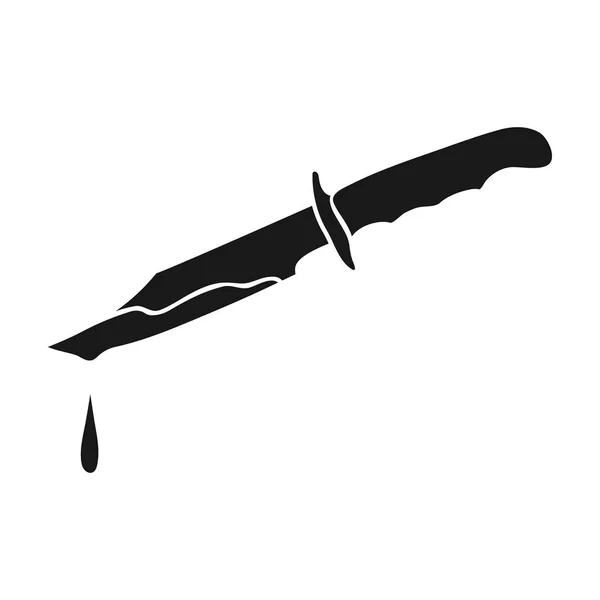 Bloody knife icon in black style isolated on white background. Crime symbol stock vector illustration. — Stock Vector