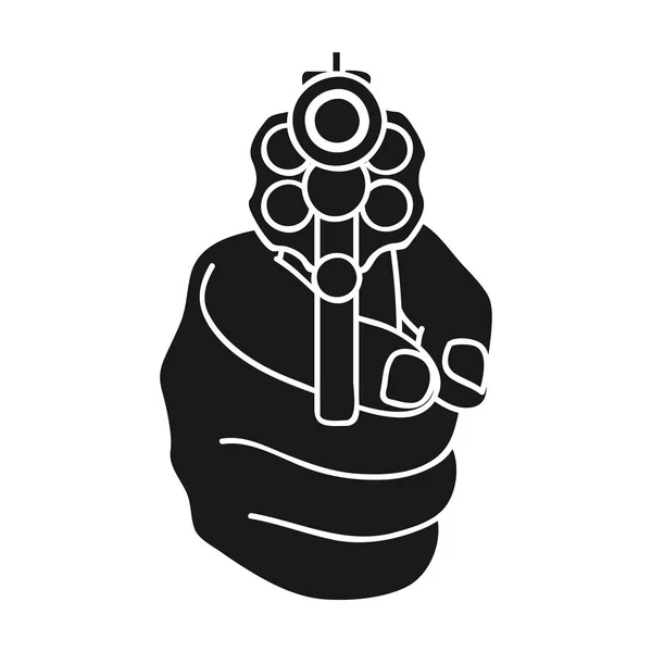 Reżyserii pistolet ikona stylu czarno na białym tle. Przestępczości symbol Stockowa ilustracja wektorowa. — Wektor stockowy