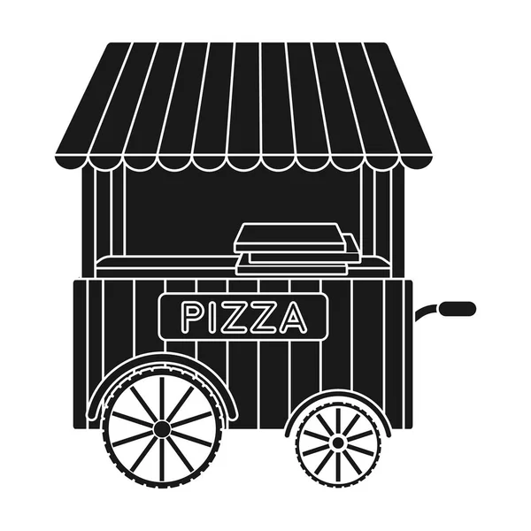 Pizzawagen-Symbol im schwarzen Stil isoliert auf weißem Hintergrund. Pizza und Pizzeria Symbol Aktienvektor Illustration. — Stockvektor
