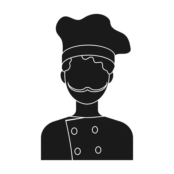 Het pictogram van de chef-kok in zwarte stijl geïsoleerd op een witte achtergrond. Pizza en pizzeria symbool voorraad vectorillustratie. — Stockvector