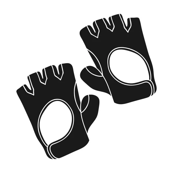Guantes de gimnasia icono en estilo negro aislado sobre fondo blanco. Deporte y fitness símbolo stock vector ilustración . — Vector de stock