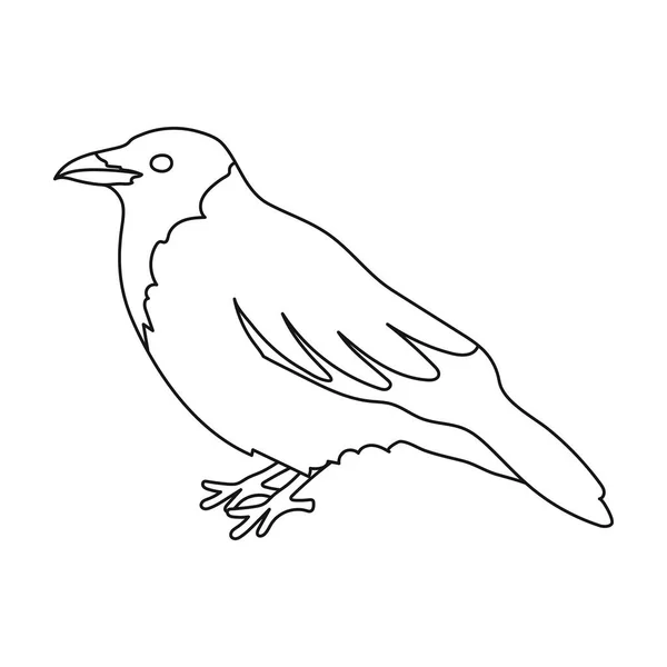 Wrona ikona stylu kontur na białym tle. Ptak symbol Stockowa ilustracja wektorowa. — Wektor stockowy