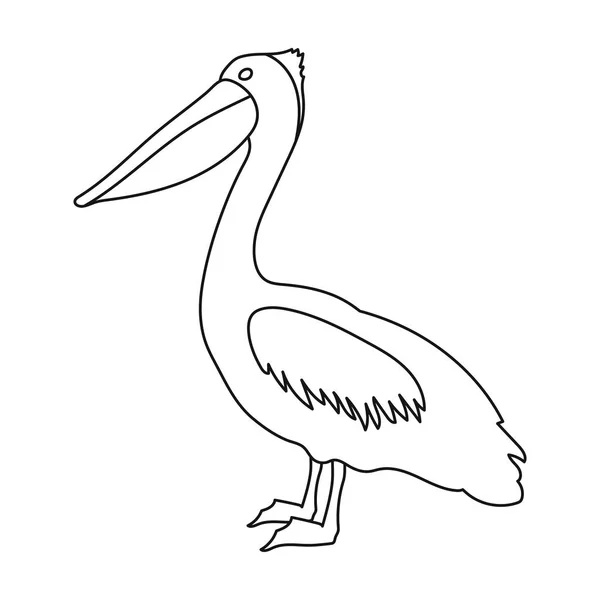 Pelikán ikona ve stylu osnovy izolovaných na bílém pozadí. Pták symbol akcií vektorové ilustrace. — Stockový vektor
