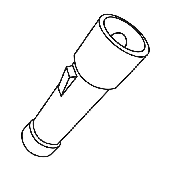 Taschenlampensymbol im Umrissstil isoliert auf weißem Hintergrund. camping symbol stock vektor illustration. — Stockvektor