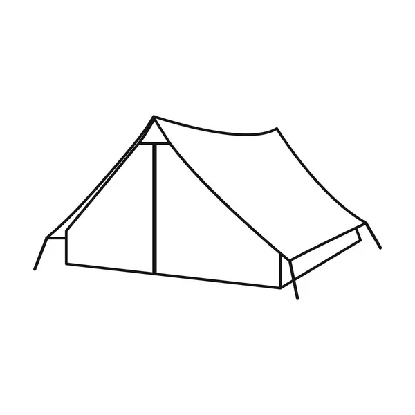 Иконка туристической палатки в стиле очертаний выделена на белом фоне. Векторная иллюстрация кемпинга . — стоковый вектор