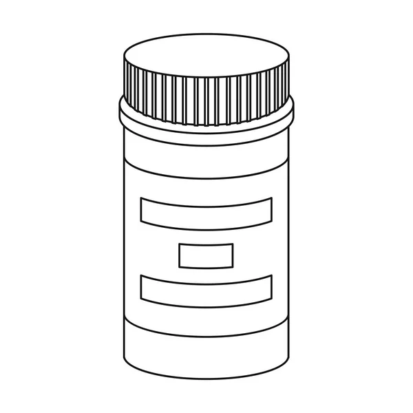 Icône de bouteille de prescription dans le style de contour isolé sur fond blanc. Image vectorielle du symbole drogue . — Image vectorielle