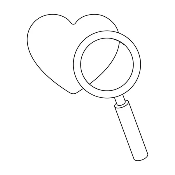 Searching a love icon in outline style isolated on white background. E-commerce symbol stock vector illustration. — Stock Vector