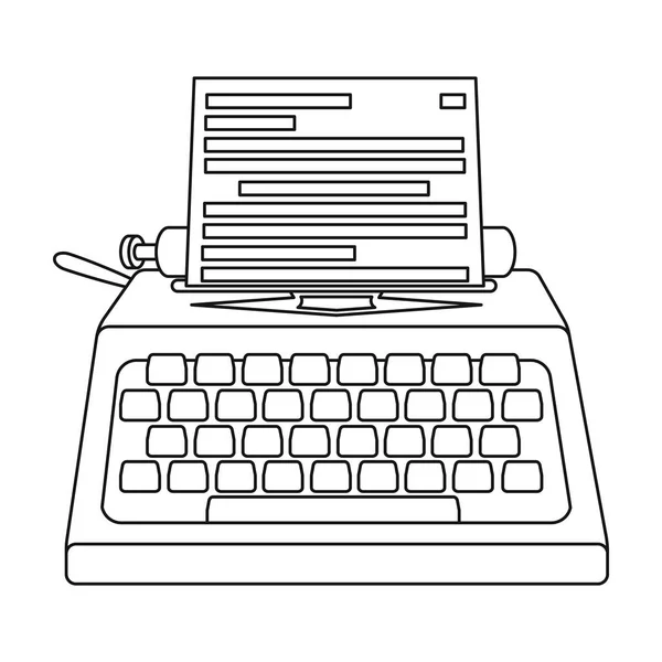 Иконка пишущей машинки в стиле контура изолирована на белом фоне. Фильмы и векторные иллюстрации символов кино . — стоковый вектор