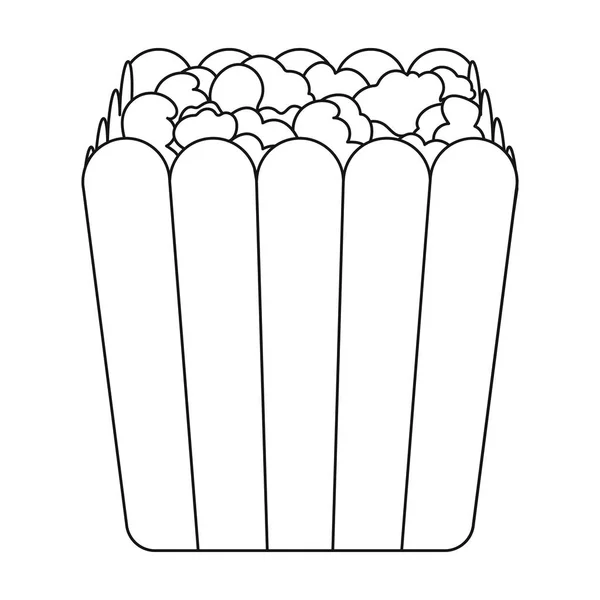 Popcorn ikona stylu kontur na białym tle. Filmy i kino magazynie symbol wektor ilustracja. — Wektor stockowy