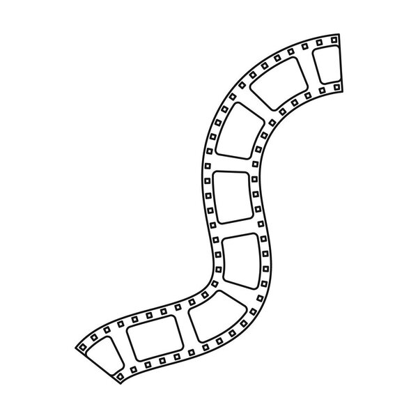 Иконка акции пленки в стиле контура выделена на белом фоне. Фильмы и векторные иллюстрации символов кино
.