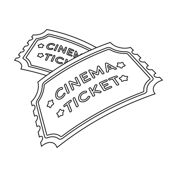 Иконка билета в стиле контура выделена на белом фоне. Фильмы и векторные иллюстрации символов кино . — стоковый вектор