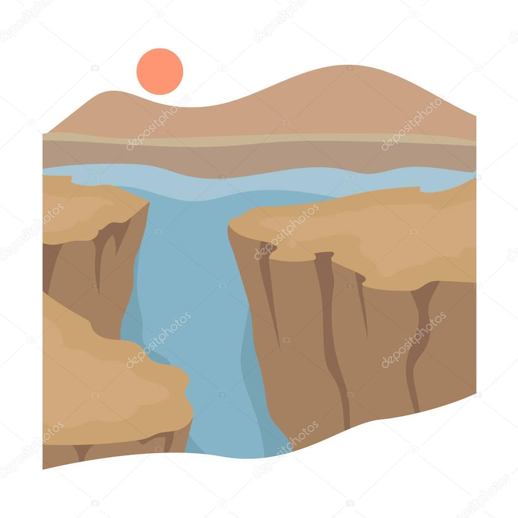 Grand Canyon icon in cartoon style isolated on white background. USA country symbol vector illustration.