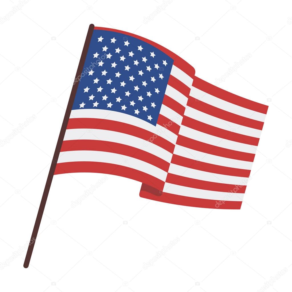 Flag of the United States icon in cartoon style isolated on white background. USA country symbol vector illustration.