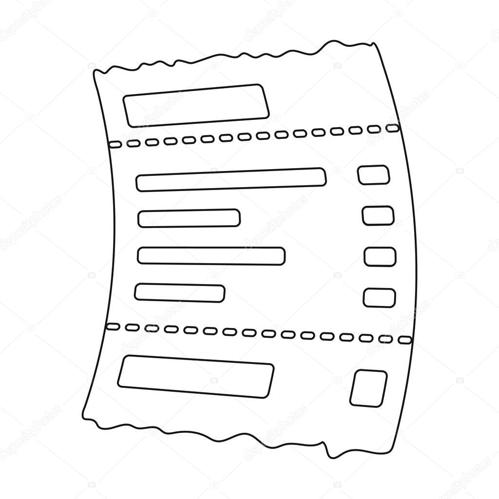 Receipt icon in outline style isolated on white background. E-commerce symbol vector illustration.