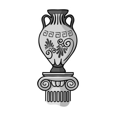 Tek renkli stil beyaz arka plan üzerinde izole amfora simgesini. Müze sembol stok vektör çizim.