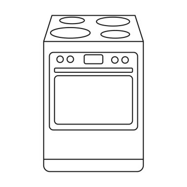 Beyaz arka plan üzerinde izole anahat tarzı mutfak soba simgesi. Mutfak sembol stok vektör çizim.