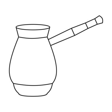 Cezve simgesi beyaz arka plan üzerinde izole anahat tarzı. Mutfak sembol stok vektör çizim.