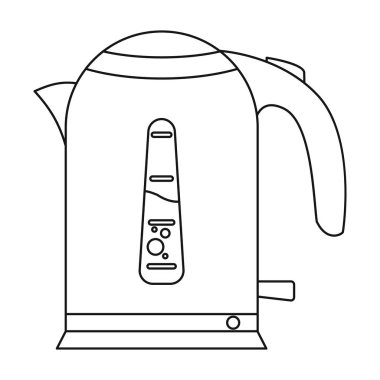 Elektrikli su ısıtıcısı simgesi beyaz arka plan üzerinde izole anahat tarzı. Mutfak sembol stok vektör çizim.