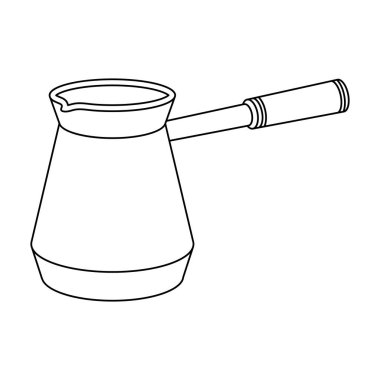 Cezve simgesi beyaz arka plan üzerinde izole anahat tarzı. Arap Emirlikleri sembol stok vektör çizim.