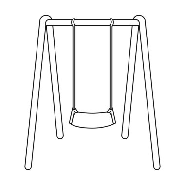 Salıncak koltuk simgesi beyaz arka plan üzerinde izole anahat tarzı. Park sembol stok vektör çizim.