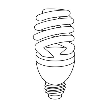Floresan ampul simgesi beyaz arka plan üzerinde izole anahat tarzı. Işık kaynağı sembol stok vektör çizim