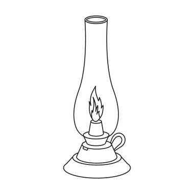 Gaz lambası simgesi beyaz arka plan üzerinde izole anahat tarzı. Işık kaynağı sembol stok vektör çizim