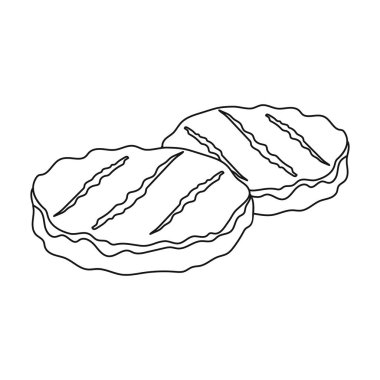 Beyaz arka plan üzerinde izole anahat tarzı ızgara köftesi simgesi. Etler sembol stok vektör çizim