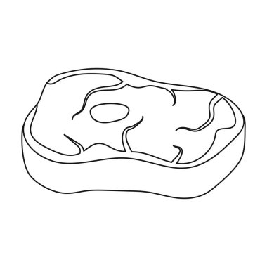 Biftek simgesi beyaz arka plan üzerinde izole anahat tarzı. Etler sembol stok vektör çizim