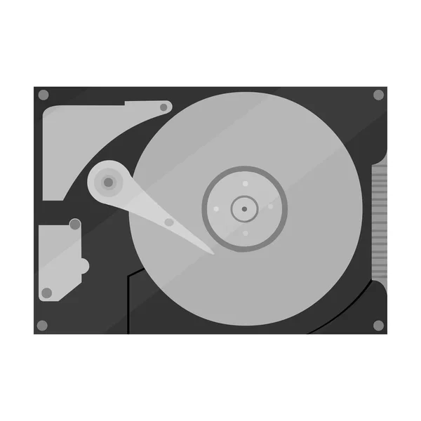 Icono de disco duro en estilo monocromo aislado sobre fondo blanco. Ordenador personal símbolo stock vector ilustración . — Vector de stock