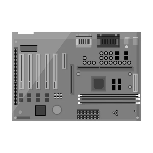 Moederbord pictogram in zwart-wit stijl geïsoleerd op een witte achtergrond. Personal computer symbool voorraad vectorillustratie. — Stockvector