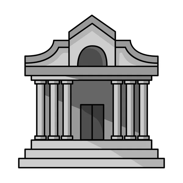 Ícone do edifício do museu em estilo monocromático isolado sobre fundo branco. Museu símbolo estoque vetor ilustração . — Vetor de Stock