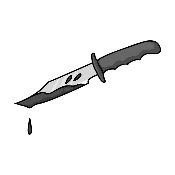 Icono de cuchillo sangriento en estilo monocromo aislado sobre fondo blanco. Crimen símbolo stock vector ilustración . — Archivo Imágenes Vectoriales