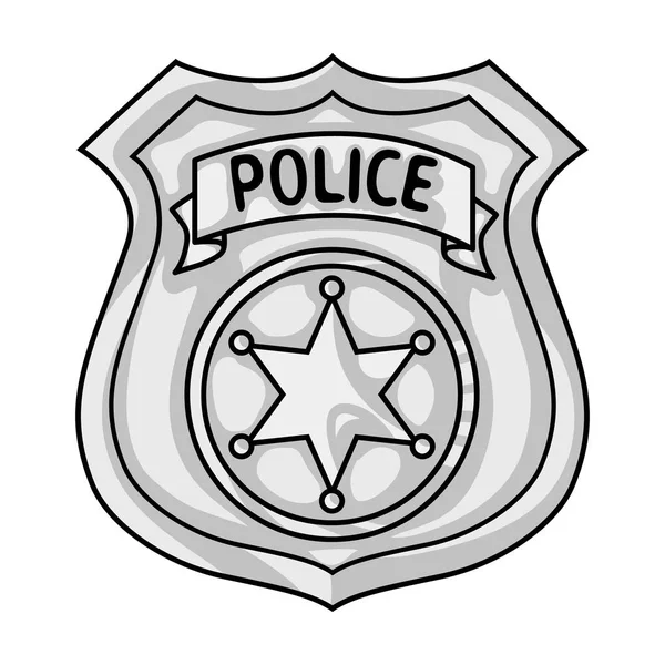 Αστυνομικός διακριτικό εικονίδιο σε μονόχρωμη στυλ που απομονώνονται σε λευκό φόντο. Εικονογράφηση διάνυσμα απόθεμα σύμβολο έγκλημα. — Διανυσματικό Αρχείο