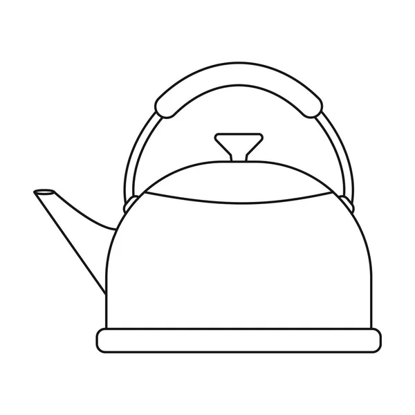 アウトライン スタイルの白い背景で隔離のやかんのアイコン。キッチン シンボル株式ベクトル図. — ストックベクタ