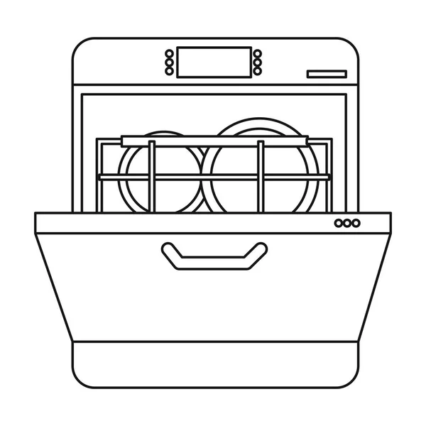 Zmywarka ikona stylu kontur na białym tle. Kuchnia symbol Stockowa ilustracja wektorowa. — Wektor stockowy
