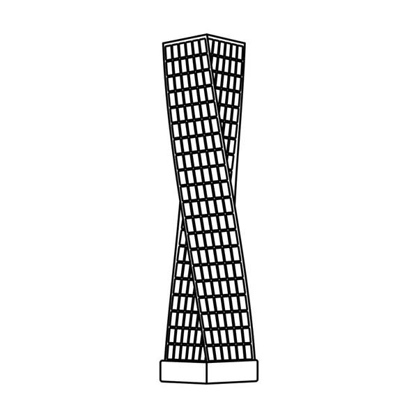 El icono de la Torre de Shanghái en estilo de contorno aislado sobre fondo blanco. Emiratos Árabes símbolo stock vector ilustración . — Archivo Imágenes Vectoriales