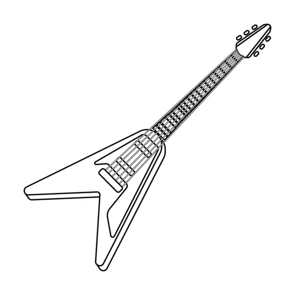 Icono de guitarra eléctrica en estilo de contorno aislado sobre fondo blanco. Instrumentos musicales símbolo stock vector ilustración — Vector de stock