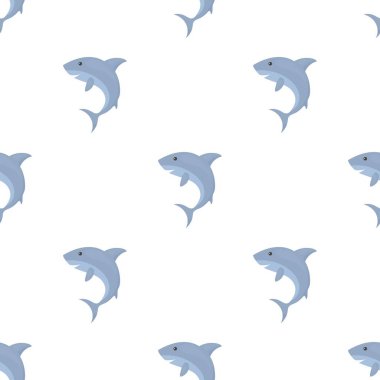 Köpekbalığı simgesi beyaz arka plan üzerinde izole karikatür tarzı. Hayvanlar sembol stok vektör çizim desen.