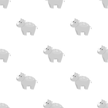 Gergedan simgesi beyaz arka plan üzerinde izole karikatür tarzı. Hayvanlar sembol stok vektör çizim desen.