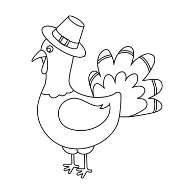 Türkiye'nin simgesi beyaz arka plan üzerinde izole anahat tarzı. Kanadalı Şükran günü sembol stok vektör çizim.