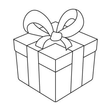 Hediye simgesi beyaz arka plan üzerinde izole anahat tarzı. Kanadalı Şükran günü sembol stok vektör çizim.