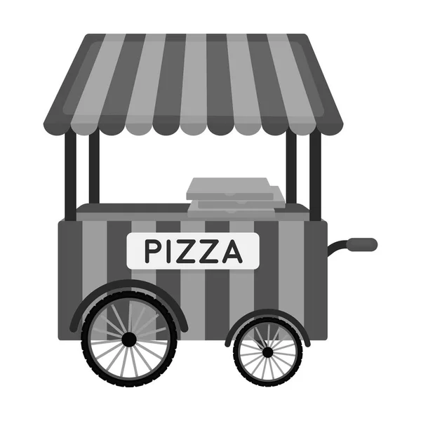 Pizzawagen-Symbol im monochromen Stil isoliert auf weißem Hintergrund. Pizza und Pizzeria Symbol Aktienvektor Illustration. — Stockvektor