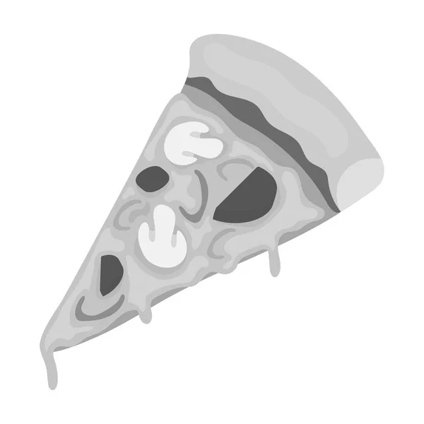 Fetta di icona della pizza in stile monocromatico isolata su sfondo bianco. Pizza e pizzeria simbolo stock vettoriale illustrazione . — Vettoriale Stock