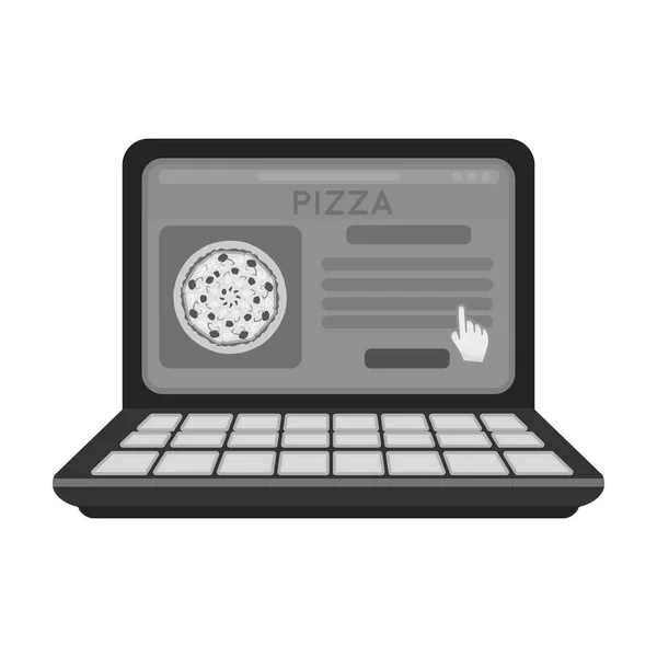 Icona pizza monocromatica in stile monocromatico isolata su sfondo bianco. Pizza e pizzeria simbolo stock vettoriale illustrazione . — Vettoriale Stock