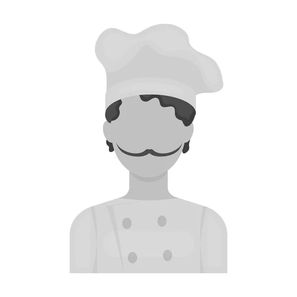 Het pictogram van de chef-kok in zwart-wit stijl geïsoleerd op een witte achtergrond. Pizza en pizzeria symbool voorraad vectorillustratie. — Stockvector
